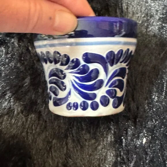 Talavera Mexican Folk Art Ceramic Mini Planters Floral Patterns Set Of 3 - Picture 4 of 9